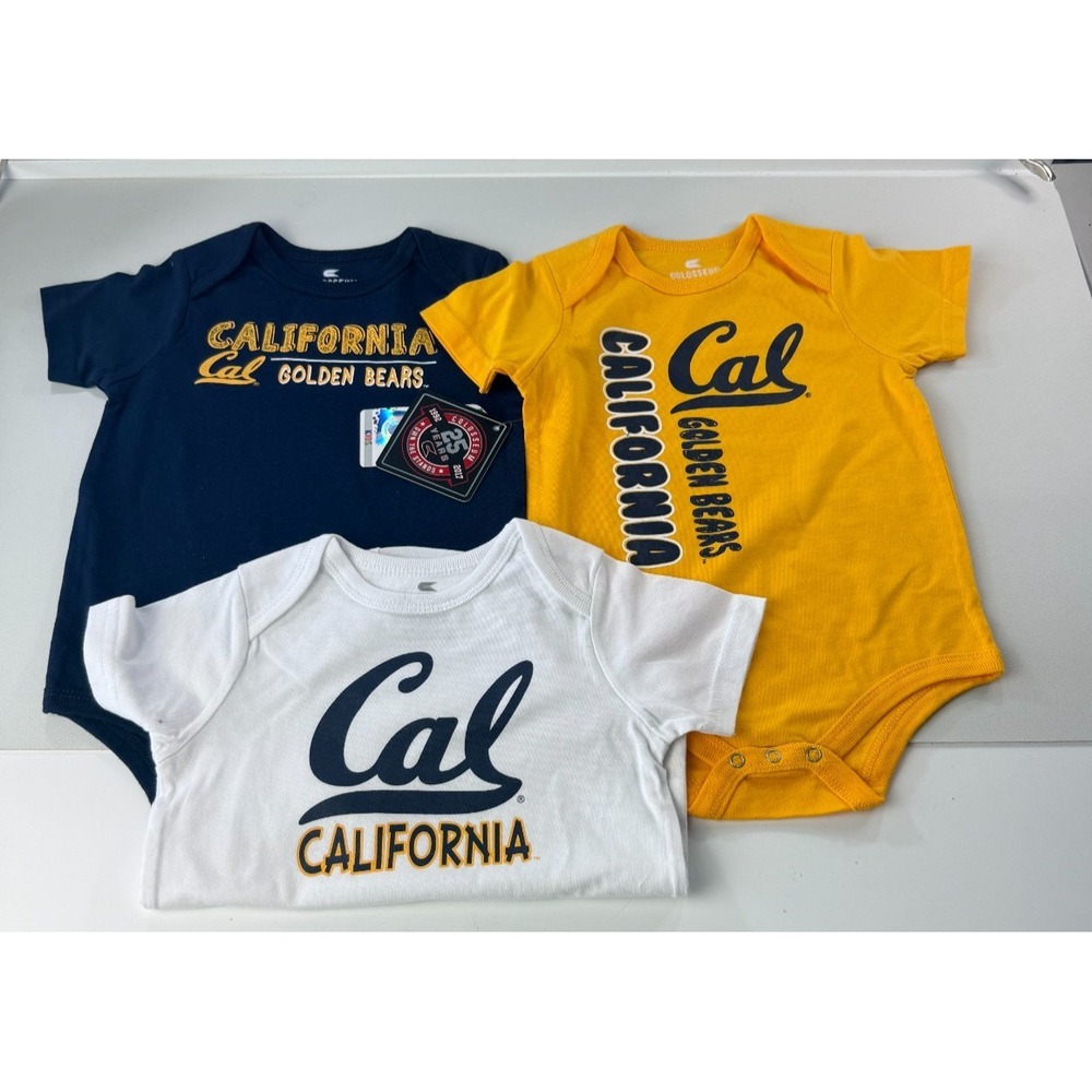 Colosseum UC Berkeley Cal Golden Bears Infant 3-Pack One Piece 0-3 Mos NEW